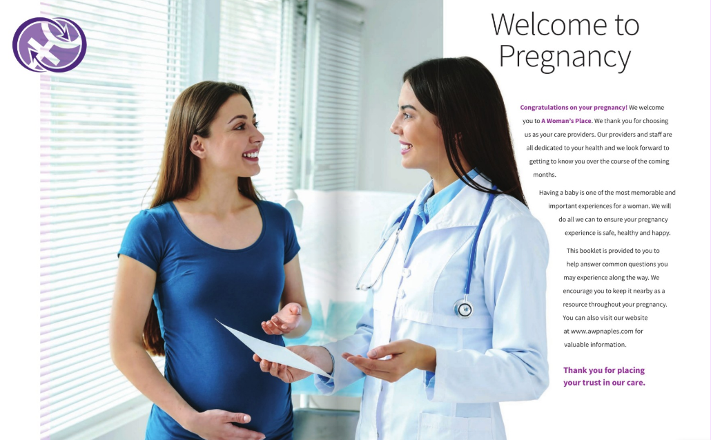 Pregnant woman talking to female doctor at clinic
